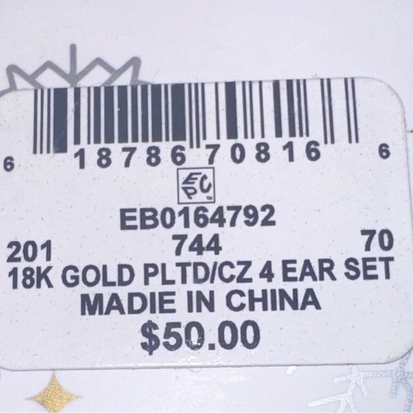 NWT And Now This Cubic Zirconia 18K Gold Plated Four Pair Earring Set - Gold Pl - Picture 3 of 4